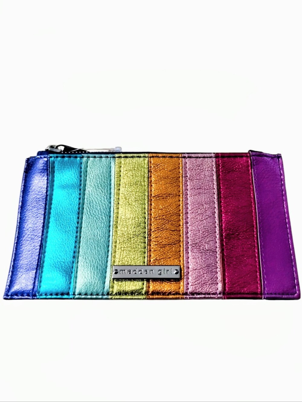 Madden Girl Metallic Rainbow Stripe Wristlet Pouch